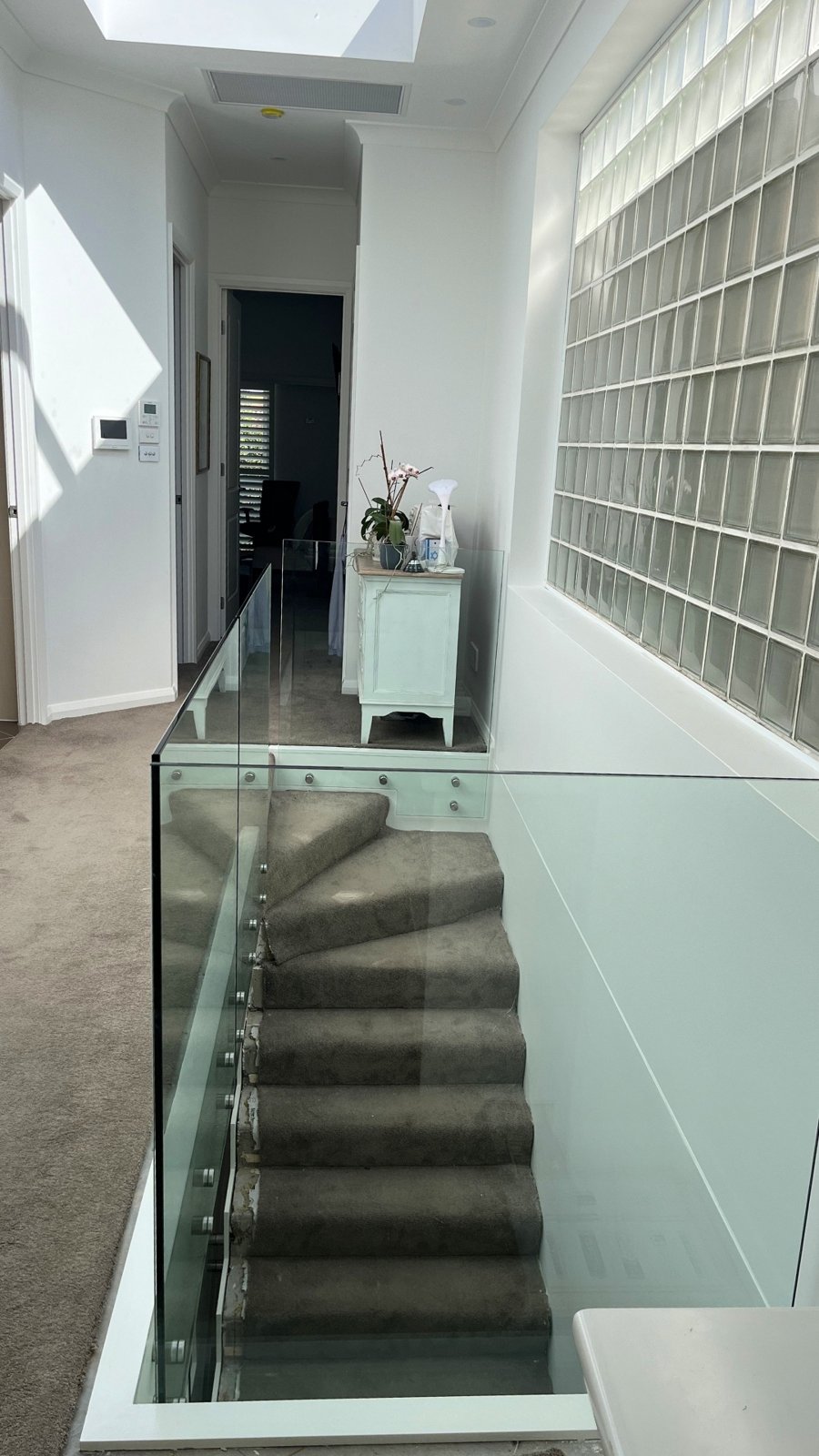 Clear glass stair balustrade replacement - Leichhardt - finished