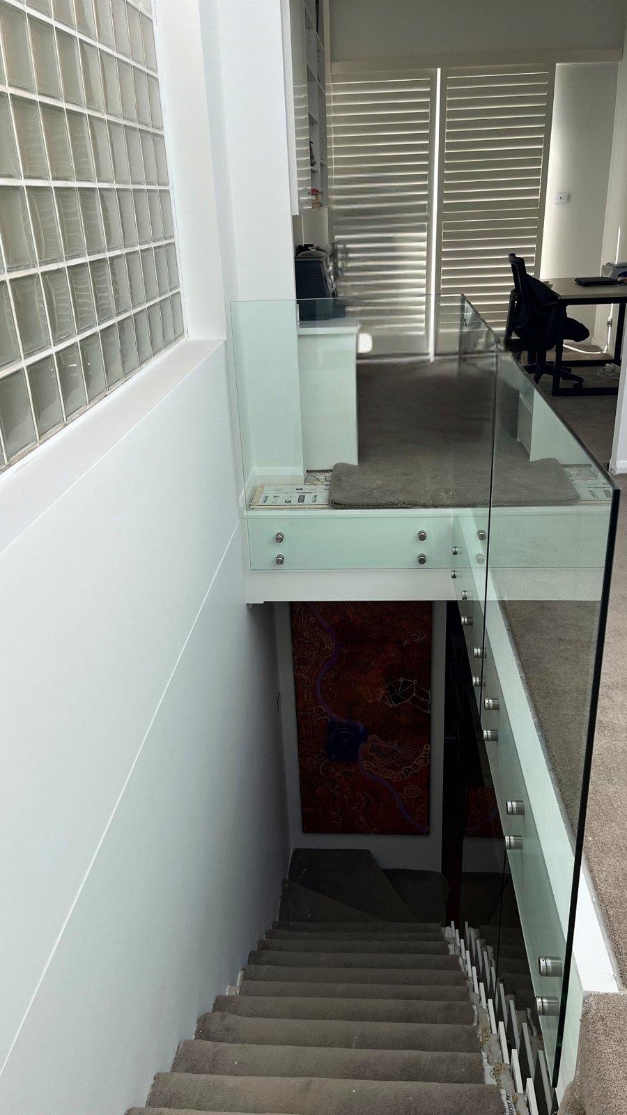 Clear glass stair balustrade replacement - Leichhardt - finished