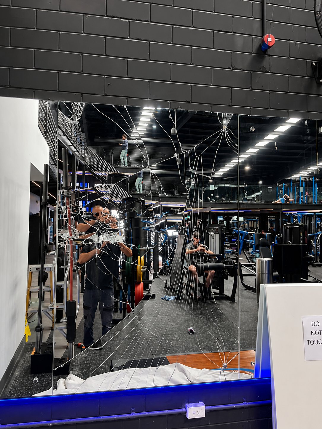 Gym mirror replacement - Marrickville - before