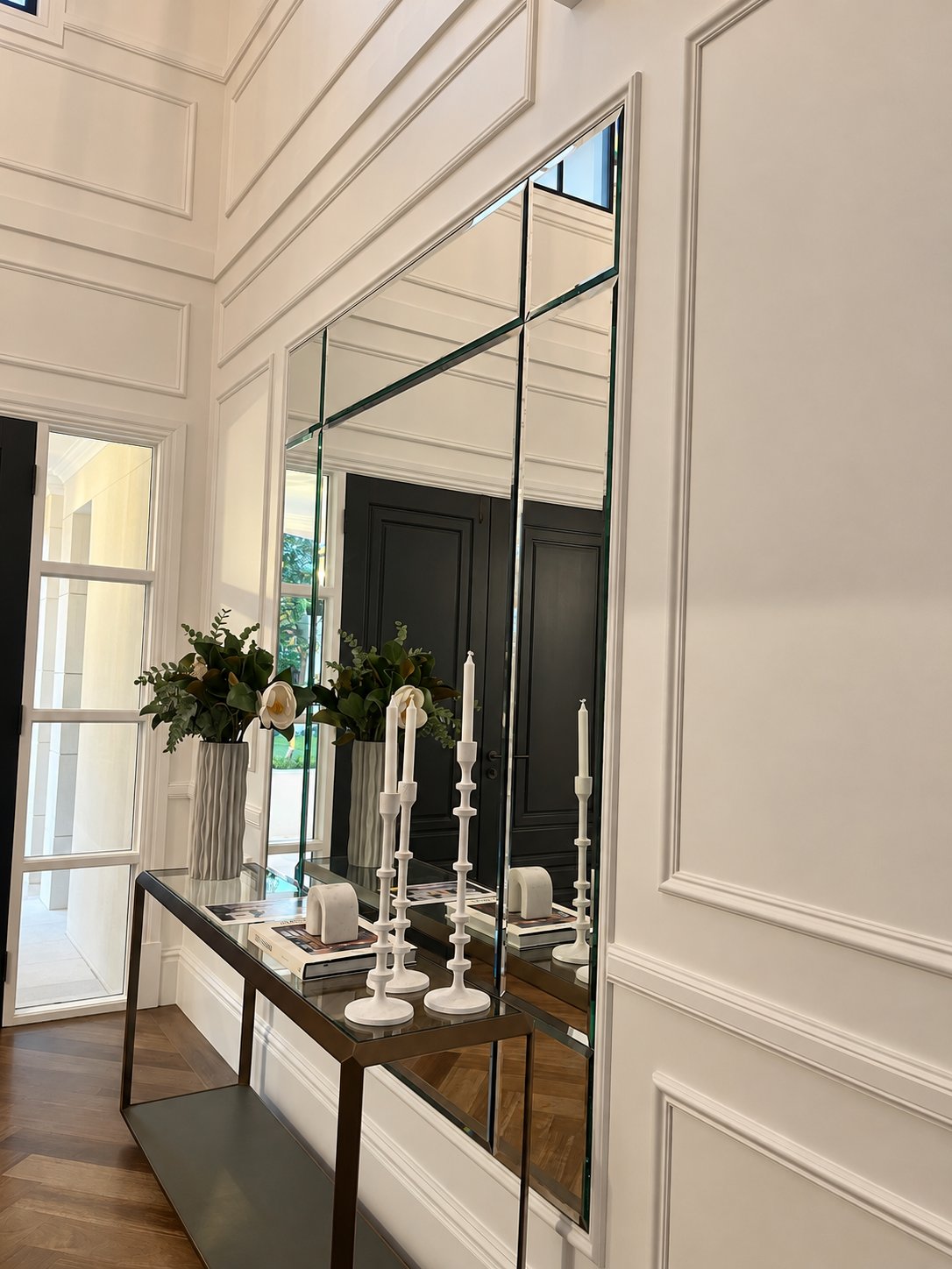 The new feature mirror seen from the front entry - Bevelled edge feature mirror replacement - Turramurra
