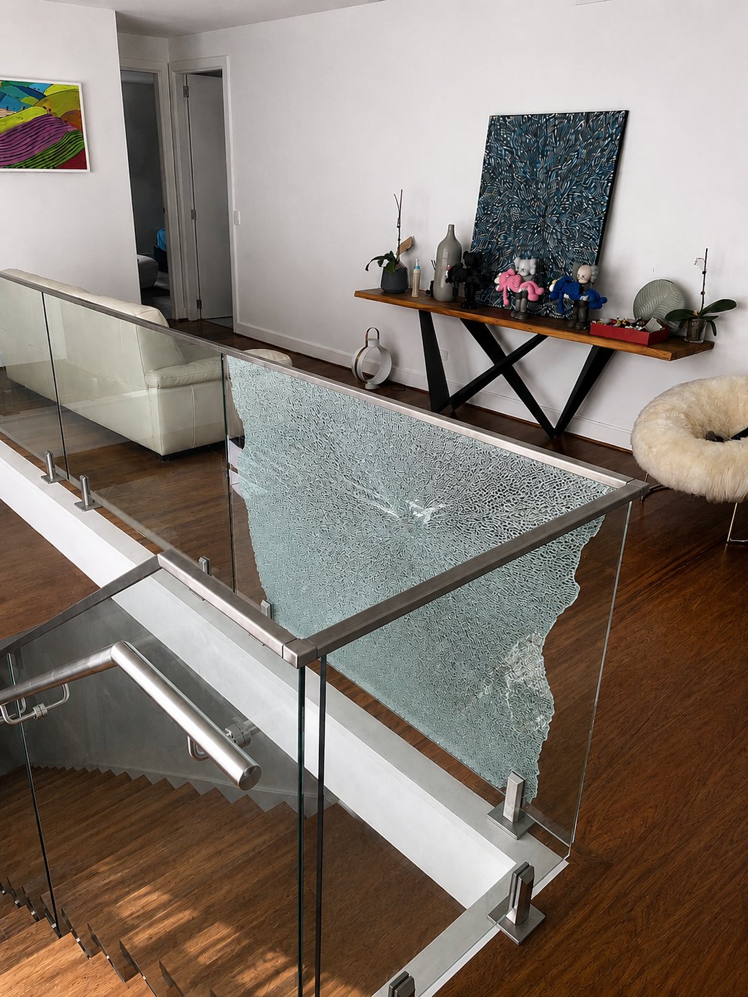Shattered balustrade panel replacement - Mascot - before