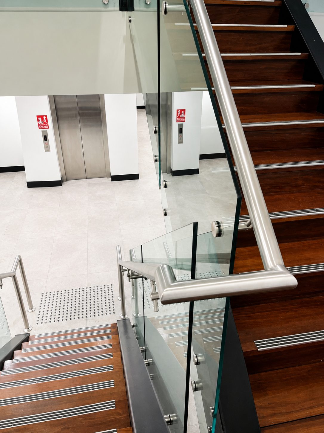 Commercial stair handrails, Sydney - finished