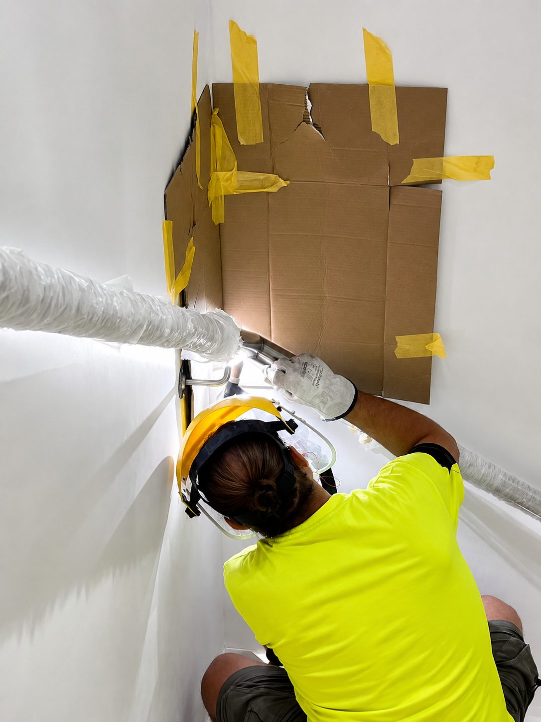 Curved handrail on a Sydney staircase - during works